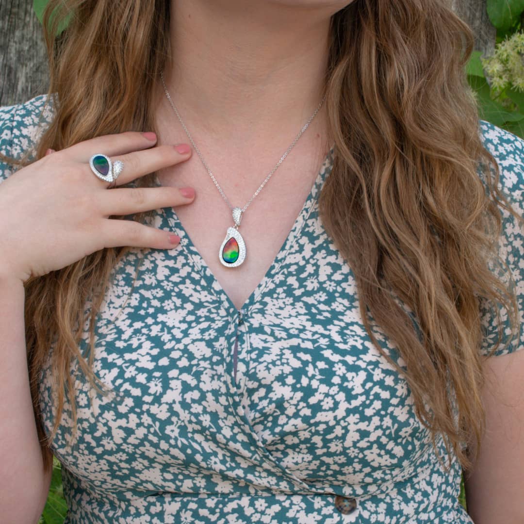 Blossom Ammolite Pendant in Sterling Silver