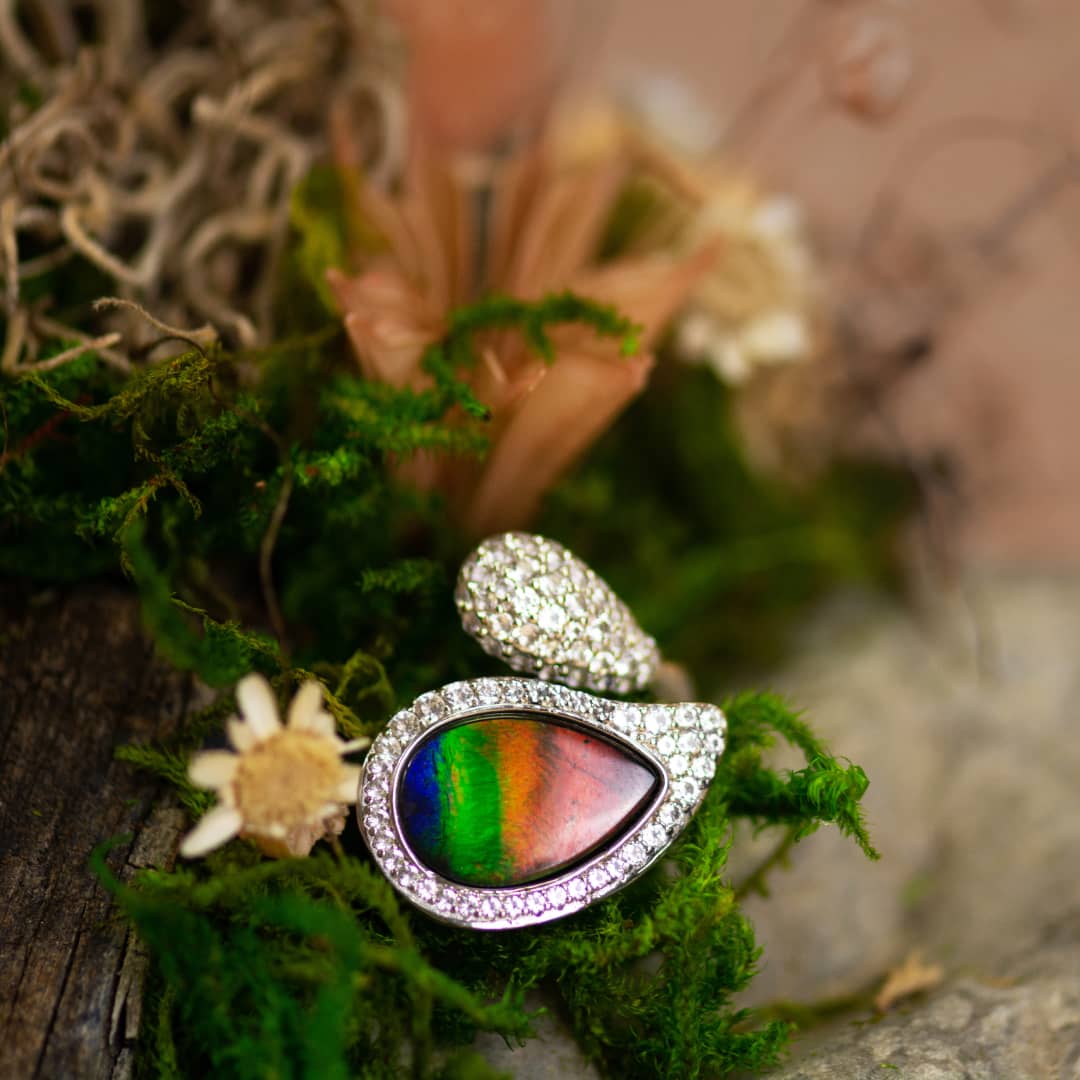 Blossom Ammolite Ring in Sterling Silver