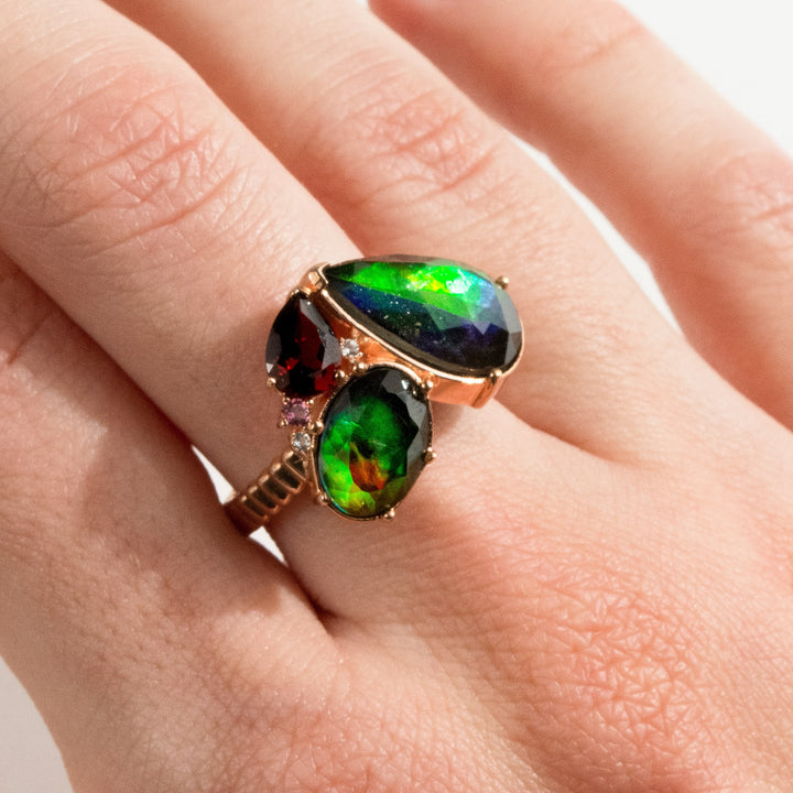 Adore Ammolite Ring in 18k Rose Gold Vermeil