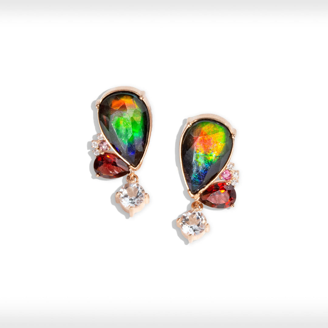 Adore Ammolite Earrings in 18k Rose Gold Vermeil