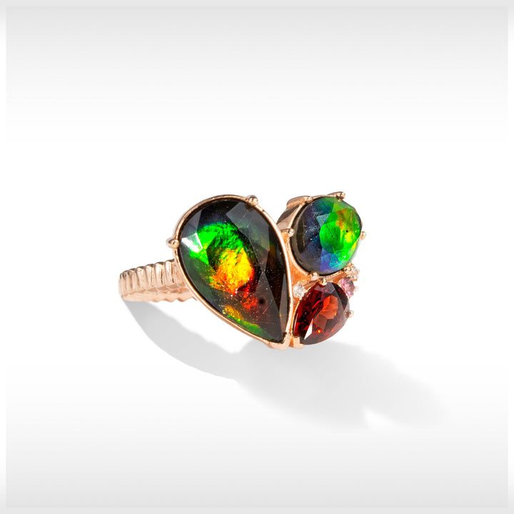 Adore Ammolite Ring in 18k Rose Gold Vermeil