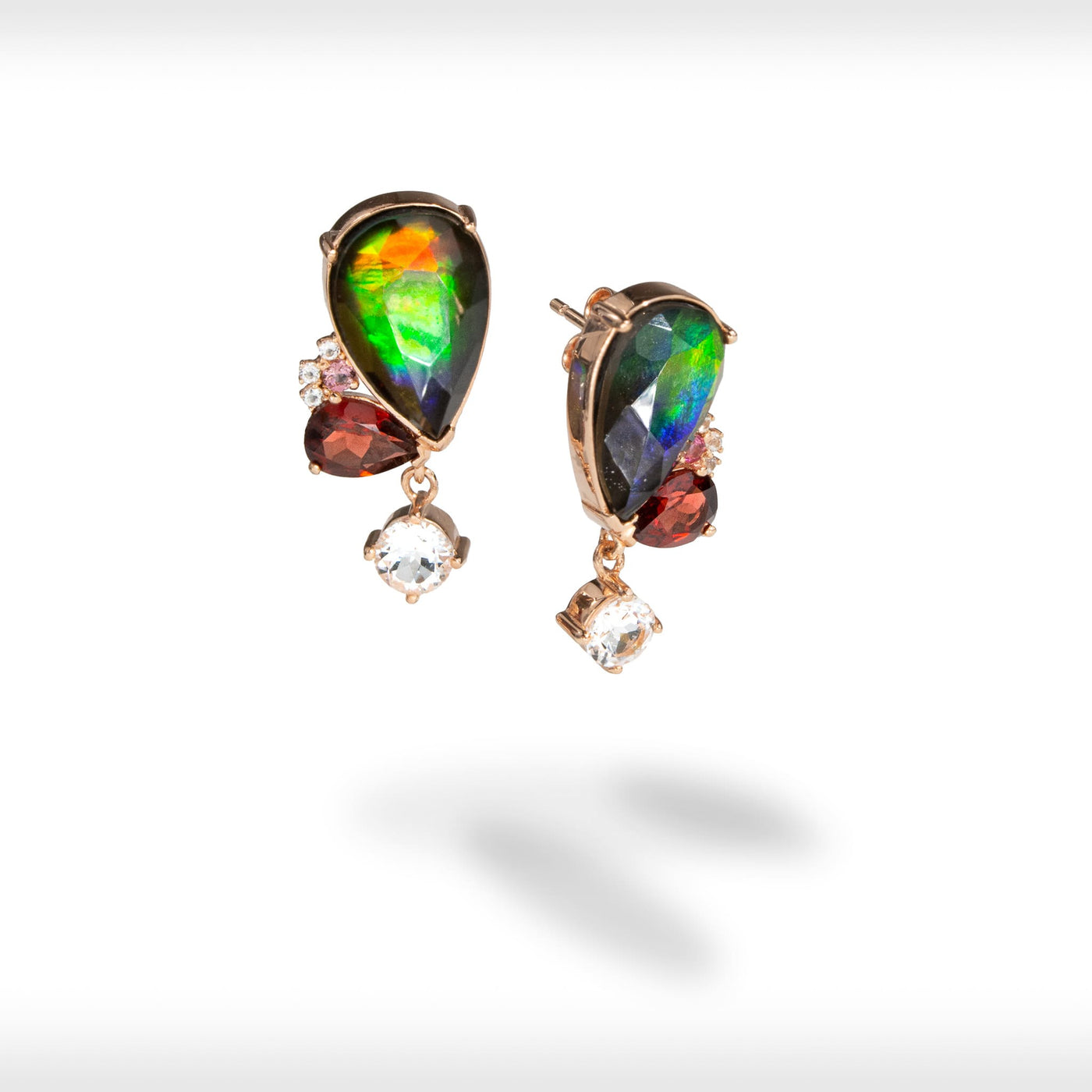 Adore Ammolite Earrings in 18k Rose Gold Vermeil