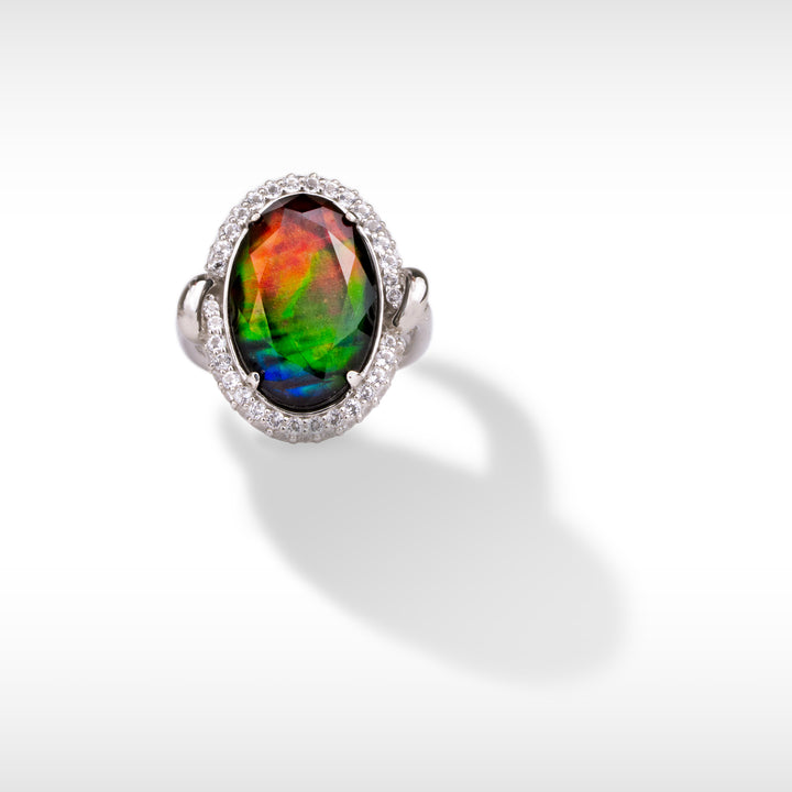 Knots Ammolite Ring in Sterling Silver