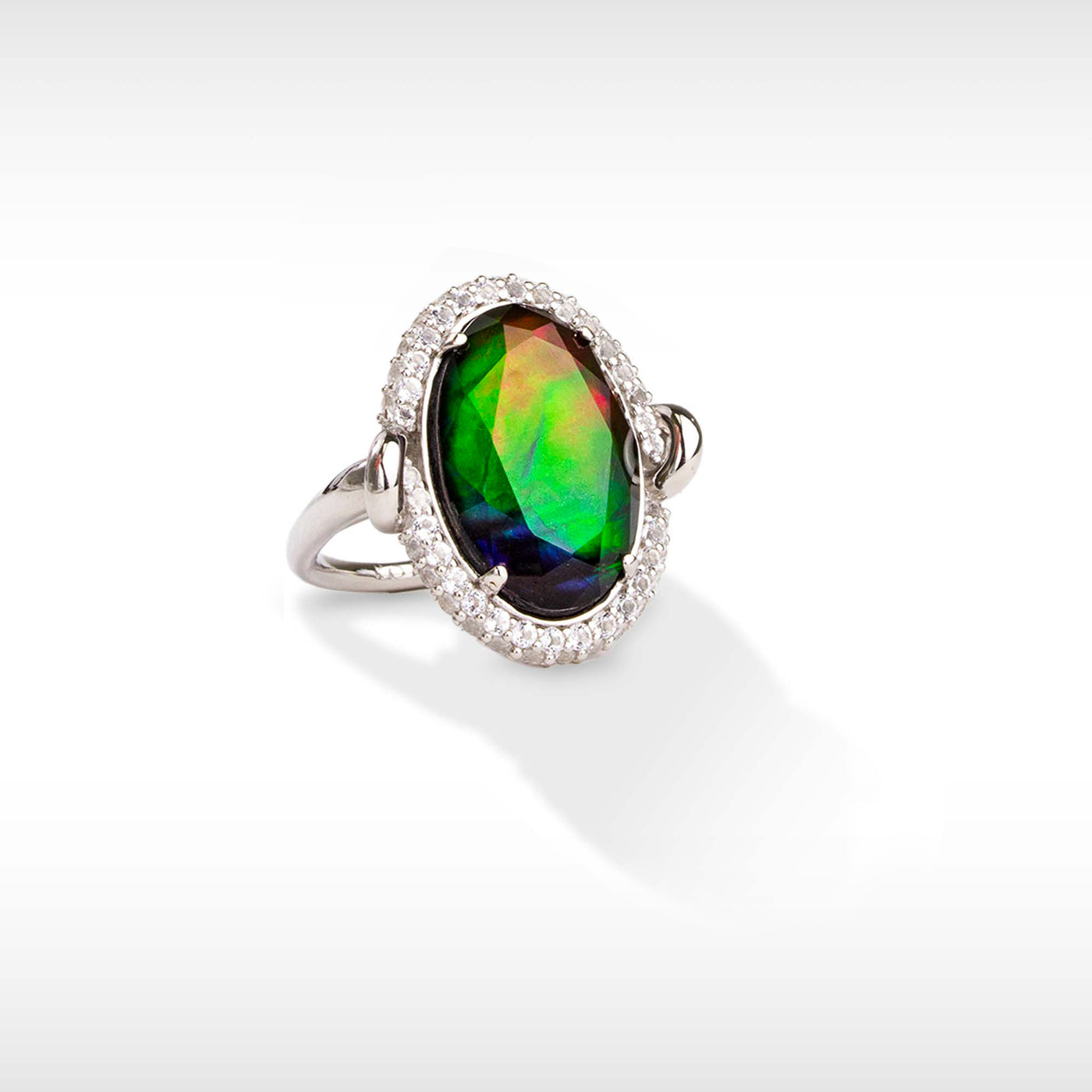 Knots Ammolite Ring in Sterling Silver