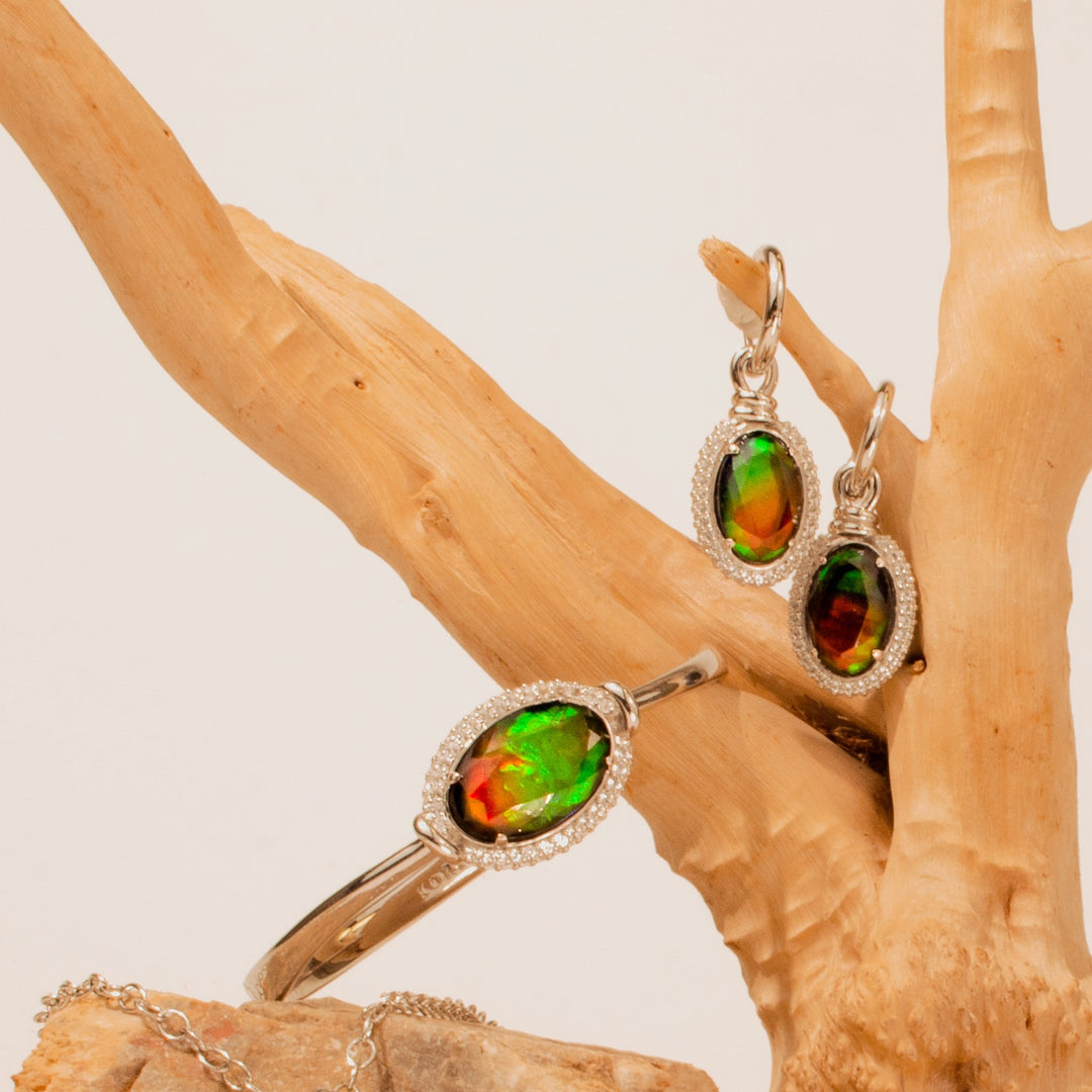 Knots Ammolite Earrings in Sterling Silver