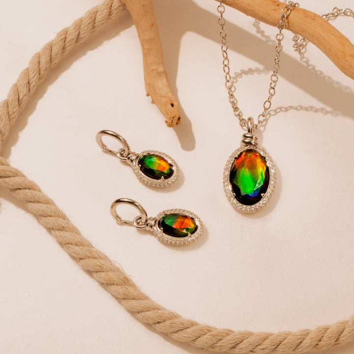 Knots Ammolite Earrings in Sterling Silver