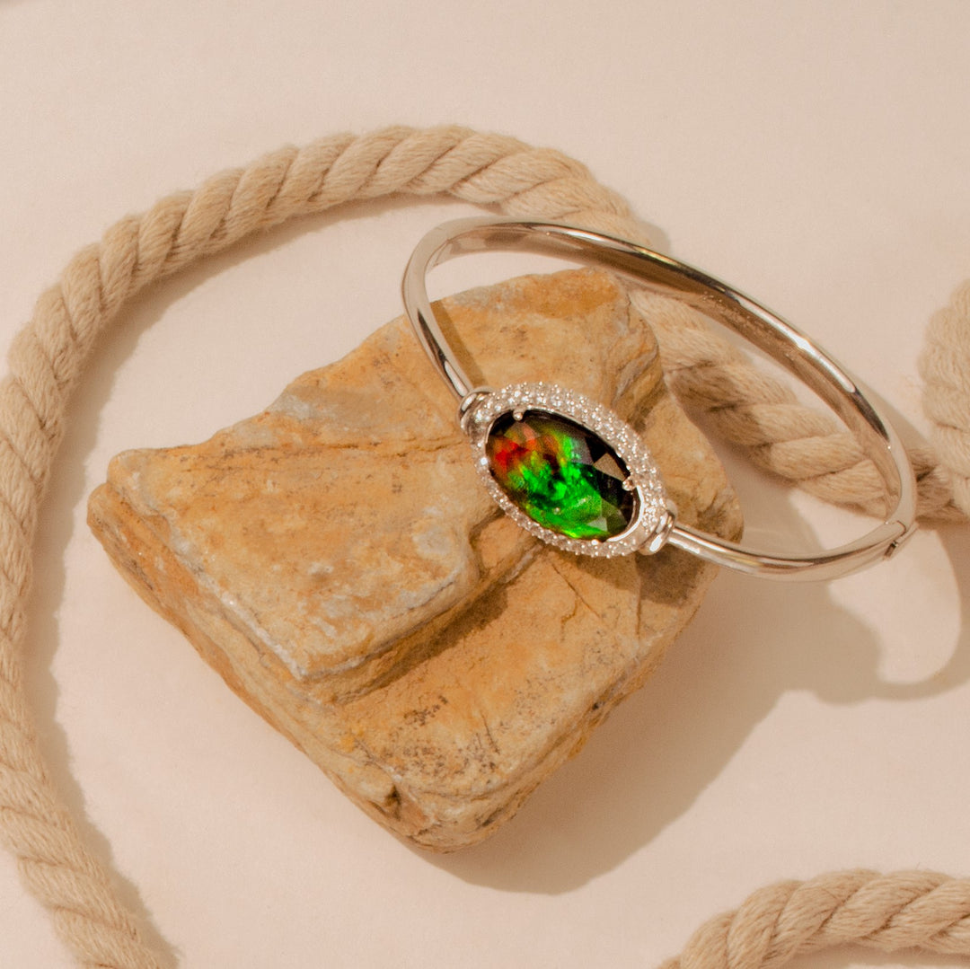 Knots Ammolite Bracelet in Sterling Silver