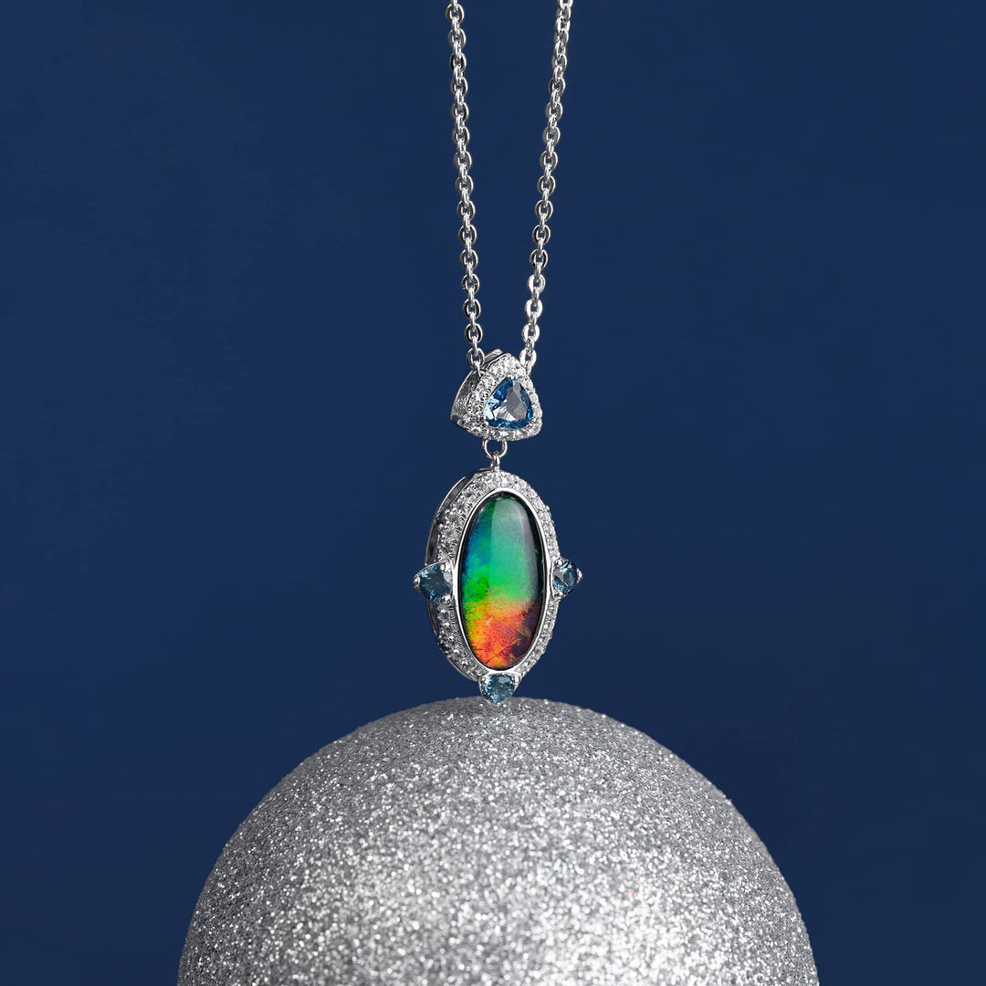 Lavish Ammolite Pendant in Sterling Silver