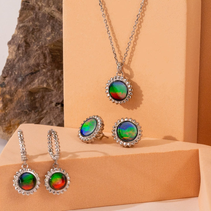 Solstice Ammolite Earrings in Sterling Silver