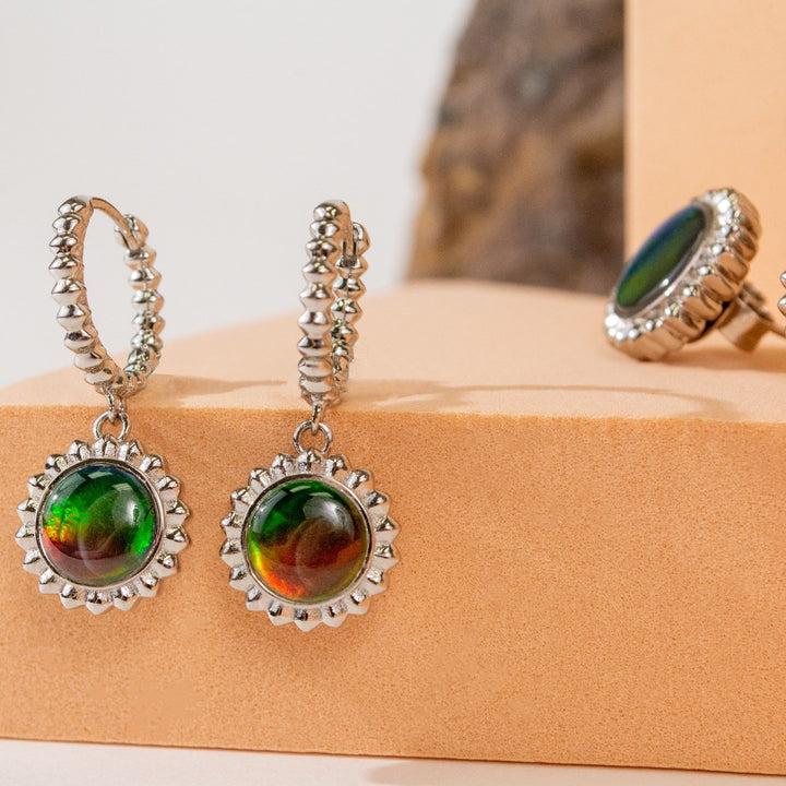 Solstice Ammolite Earrings in Sterling Silver