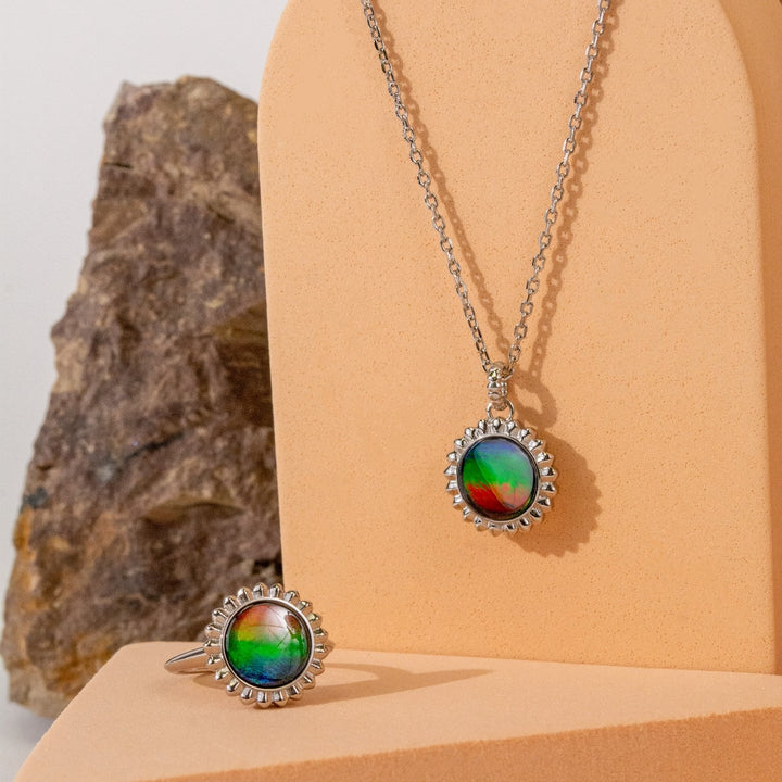 Solstice Ammolite Pendant in Sterling Silver