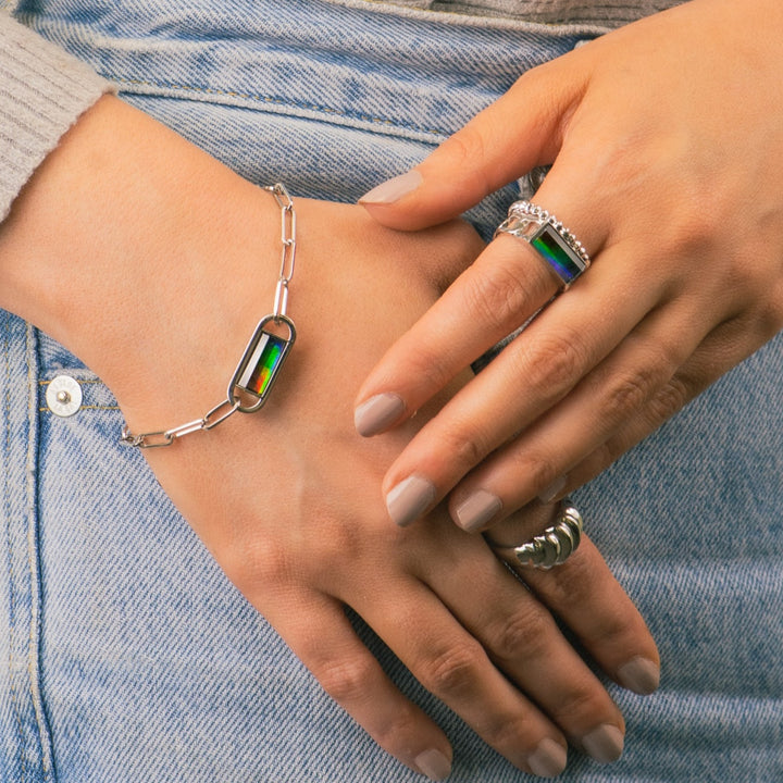 Unity ammolite bracelet in sterling silver