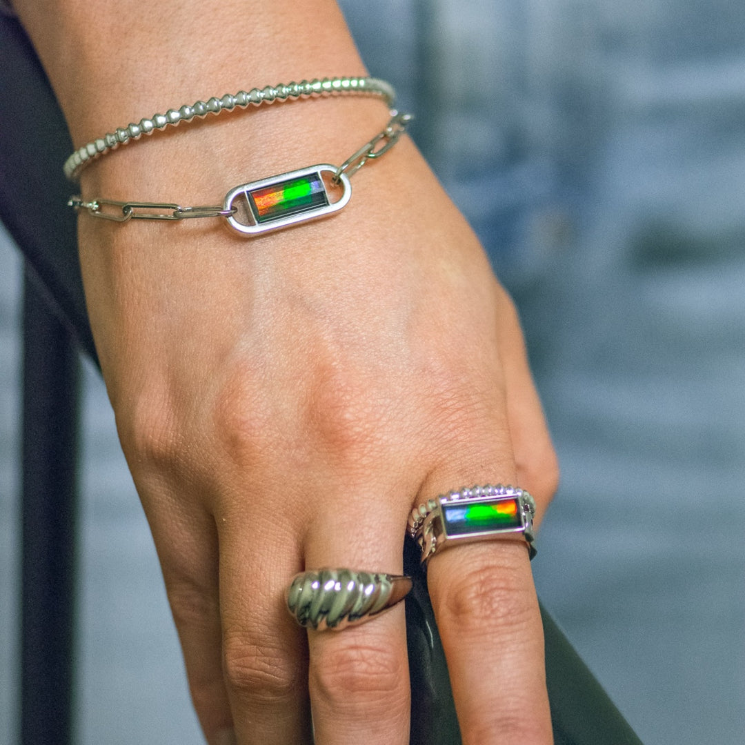 Unity ammolite bracelet in sterling silver