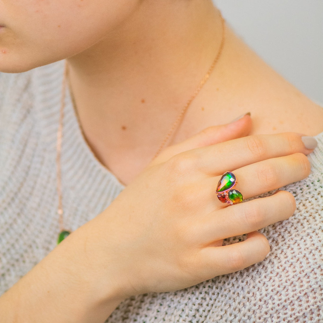 Adore Ammolite Ring in 18k Rose Gold Vermeil