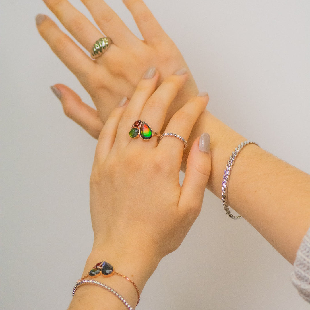 Adore Ammolite Ring in 18k Rose Gold Vermeil