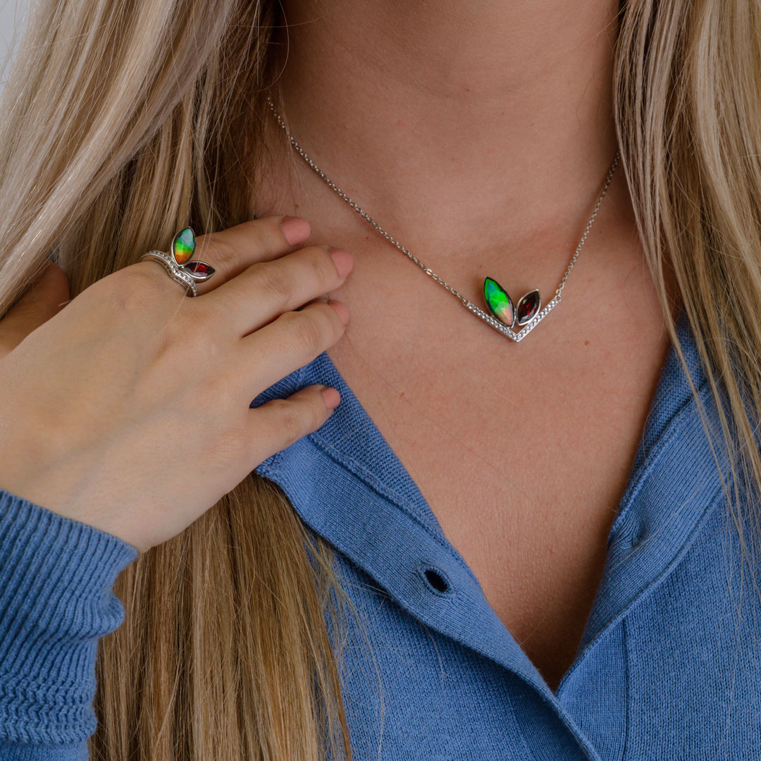 Rabbit Ammolite Necklace in Sterling Silver