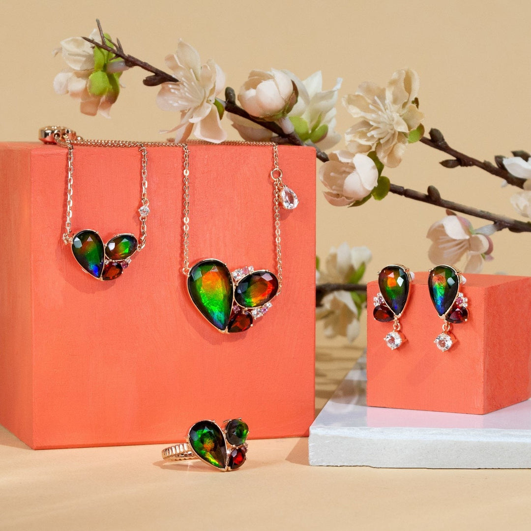 Adore Ammolite Earrings in 18k Rose Gold Vermeil