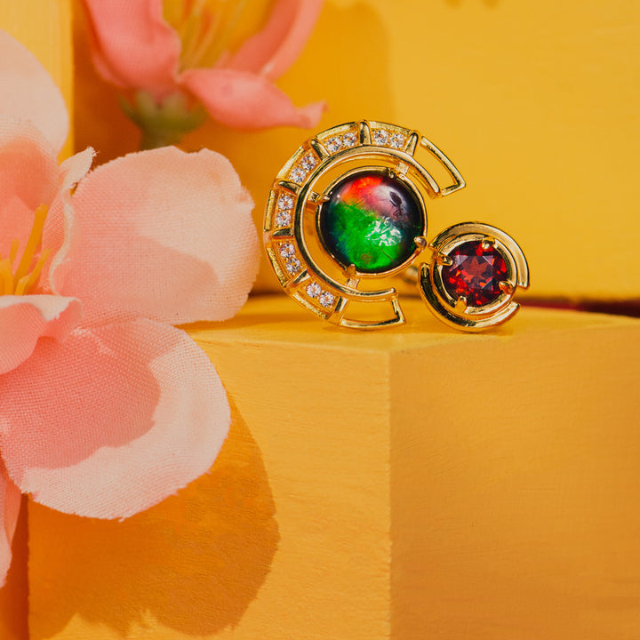 Prosperity Ammolite Ring in 18k Gold Vermeil