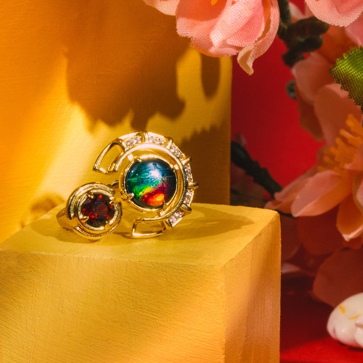 Prosperity Ammolite Ring in 18k Gold Vermeil