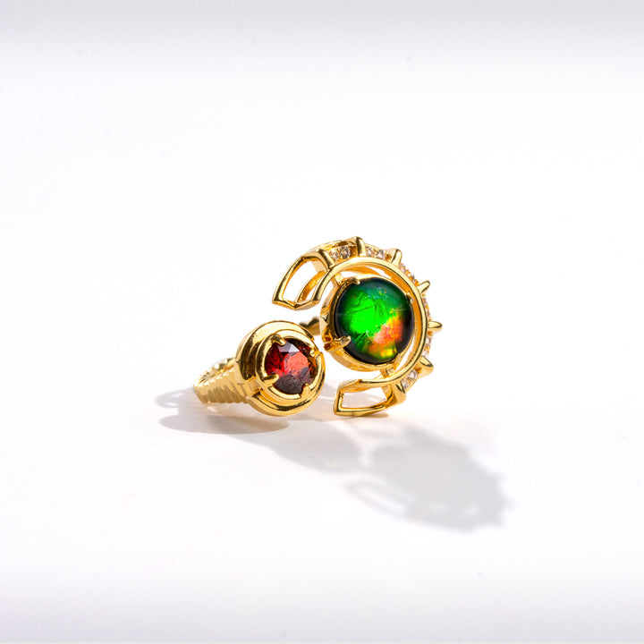 Prosperity Ammolite Ring in 18k Gold Vermeil