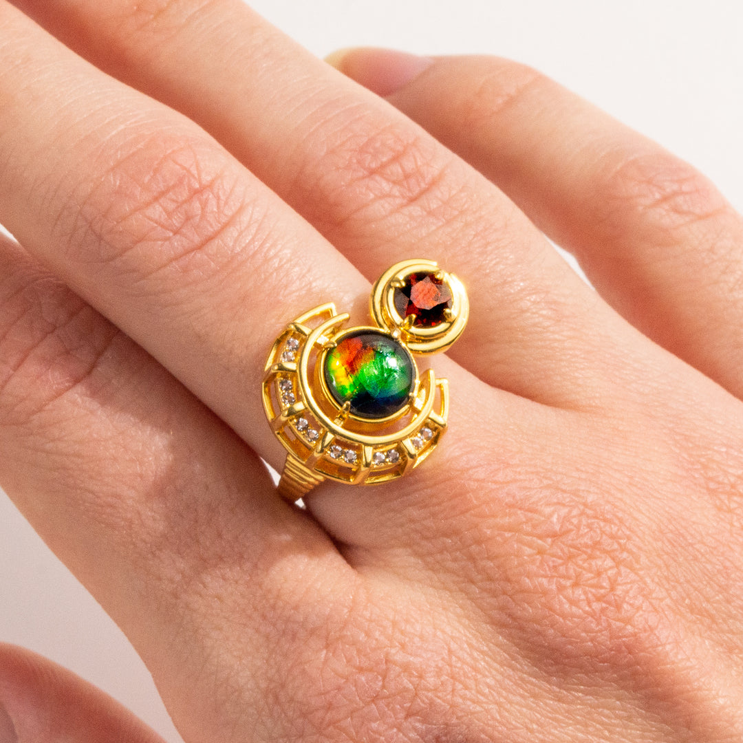 Prosperity Ammolite Ring in 18k Gold Vermeil