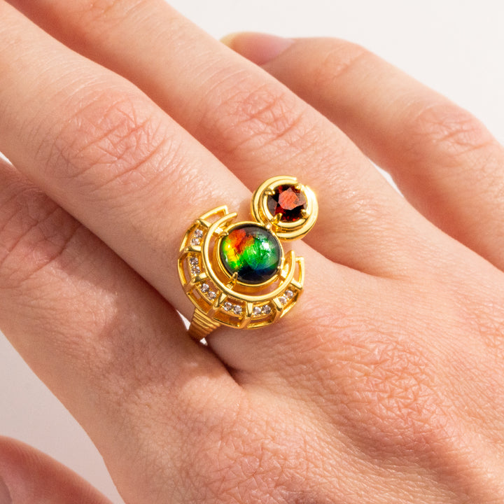 Prosperity Ammolite Ring in 18k Gold Vermeil