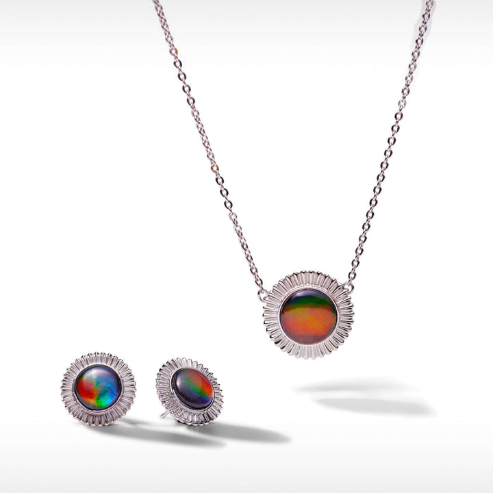 Origins Small Round Ammolite Gift Set in Sterling Silver