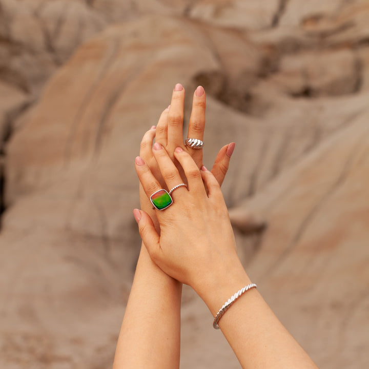 Accents Wide Ring in Sterling Silver with Rhodium Plating