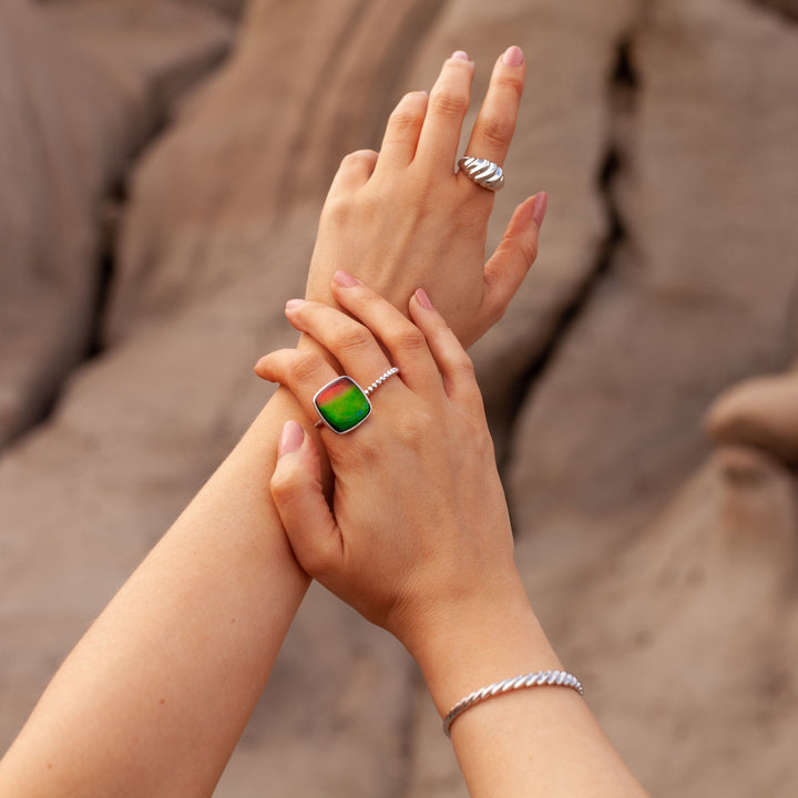 Accents Wide Ring in Sterling Silver with Rhodium Plating