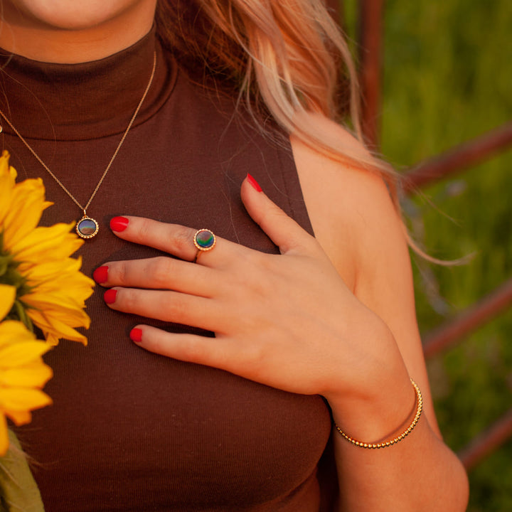 Solstice Ammolite Ring in 18K Gold