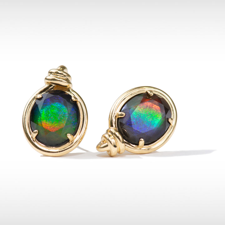 Knots Ammolite Earrings in 18K Gold