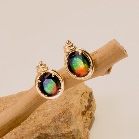 Knots Ammolite Earrings in 18K Gold