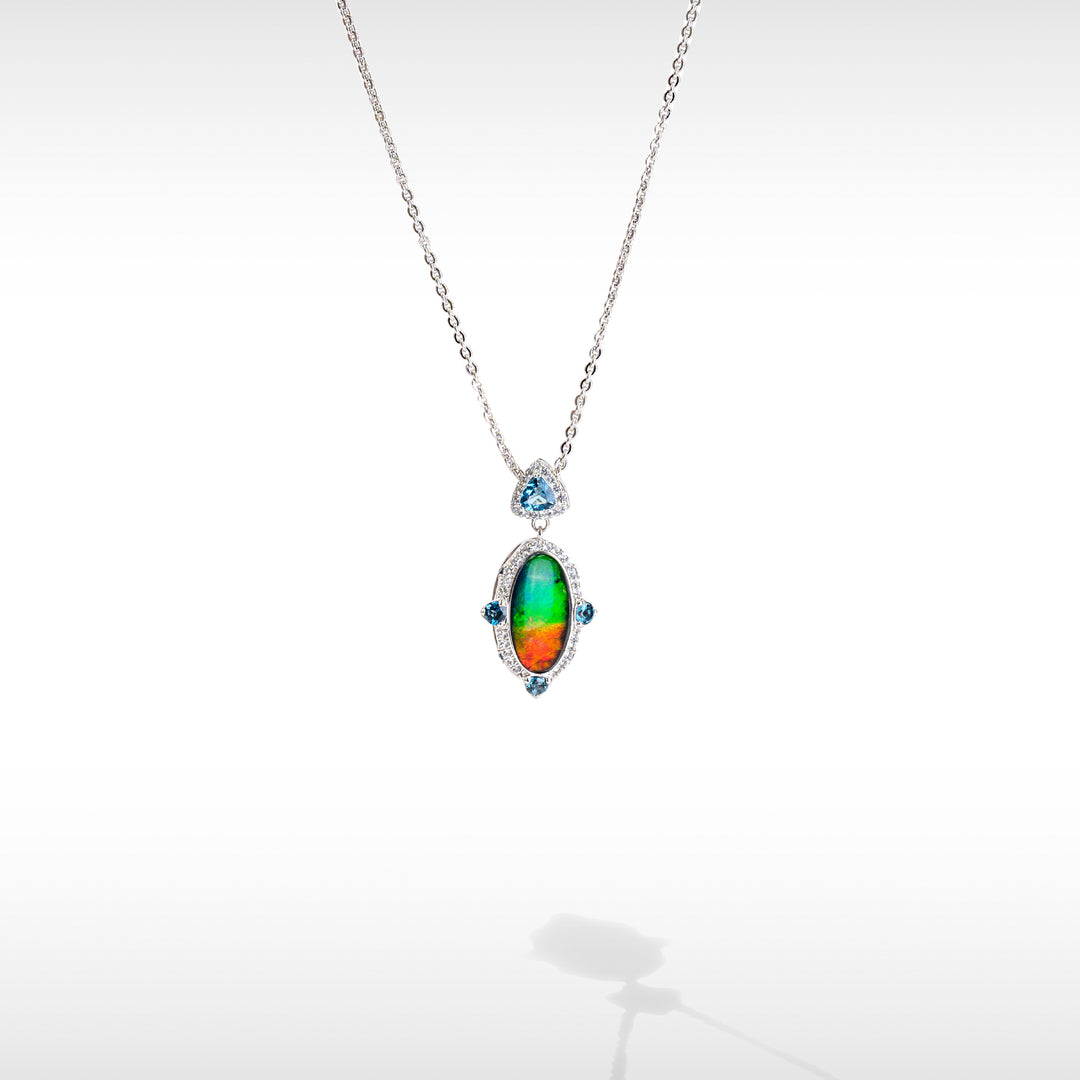 Lavish Ammolite Pendant in Sterling Silver