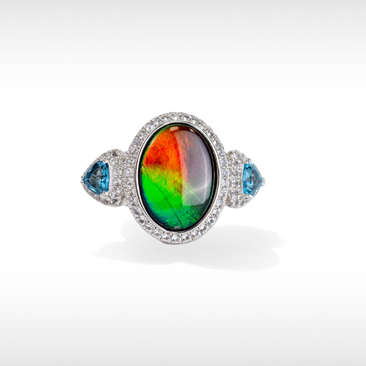 Lavish Ammolite Ring in Sterling Silver