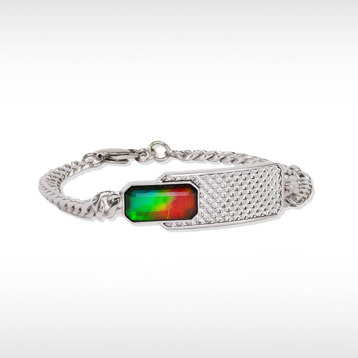 Lunar ammolite bracelet in sterling silver