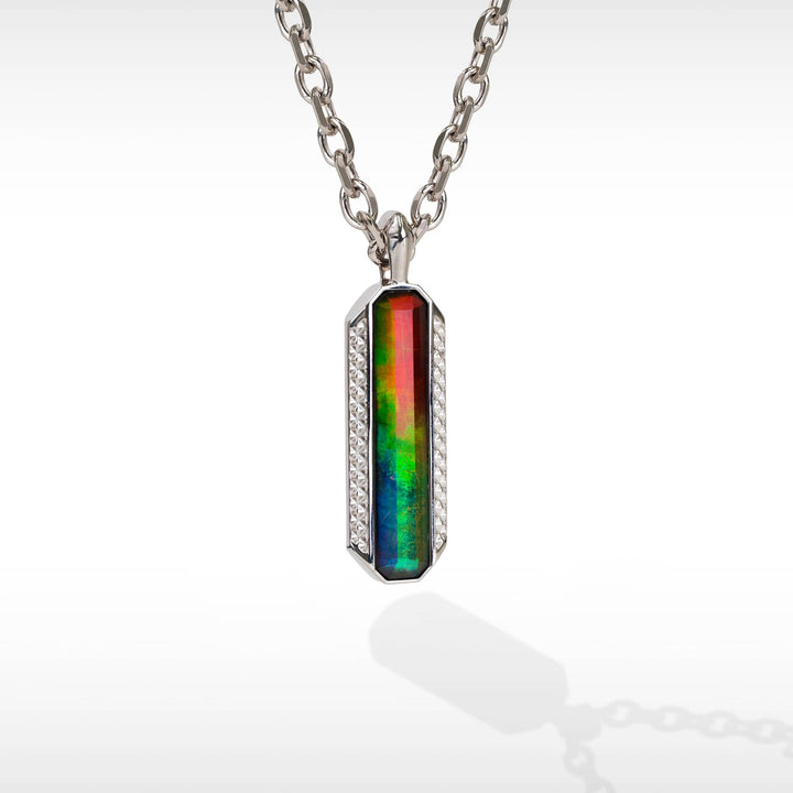 Lunar ammolite pendant in sterling silver