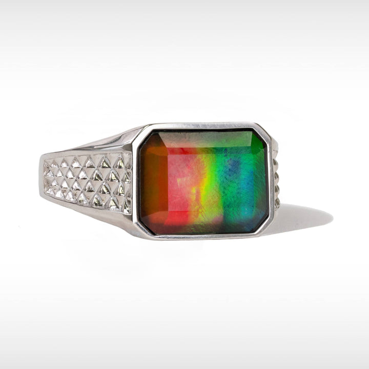 Lunar ammolite ring in sterling silver