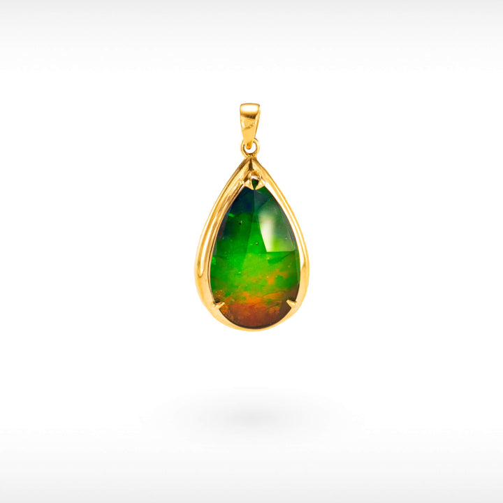 14K Gold A Grade Ammolite Pendant