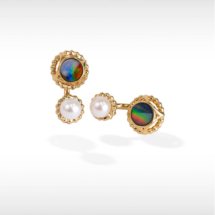 Pearl Ammolite Earrings in 18K Gold Plating