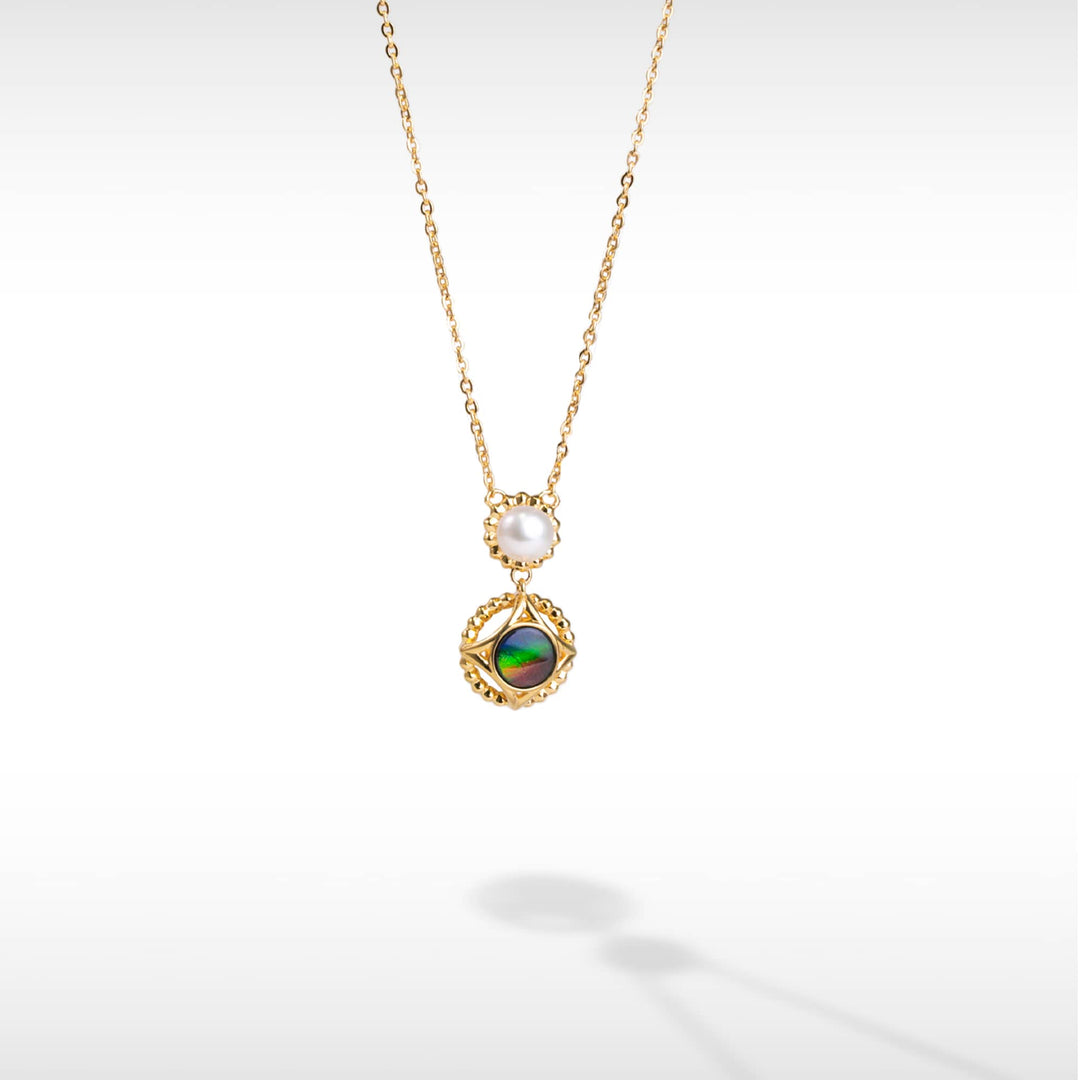 Pearl Ammolite Pendant in 18K Gold Plating