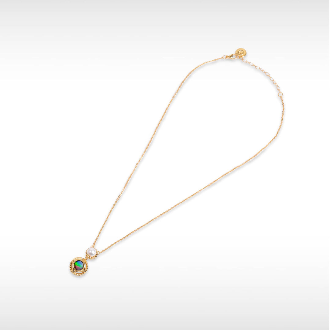 Pearl Ammolite Pendant in 18K Gold Plating