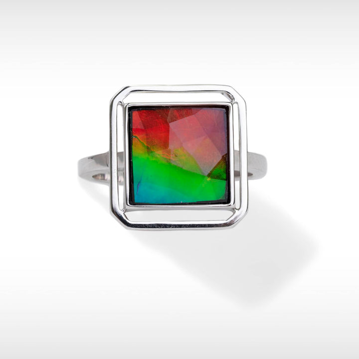 Prisma ammolite ring in sterling silver