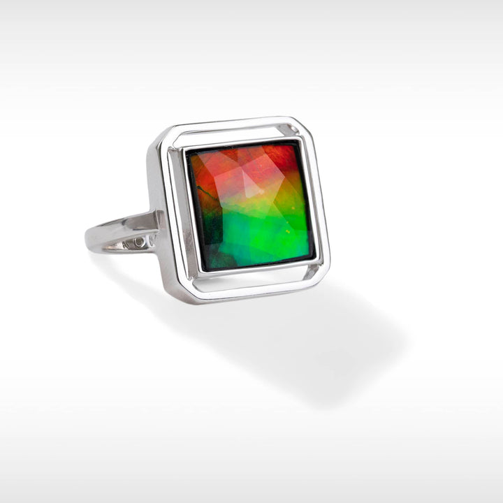 Prisma ammolite ring in sterling silver