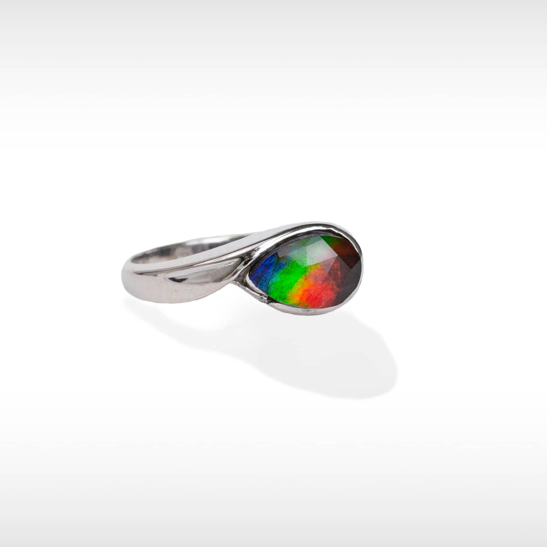 Women's Peggie 14K Gold AA Grade Faceted Ammolite Ring