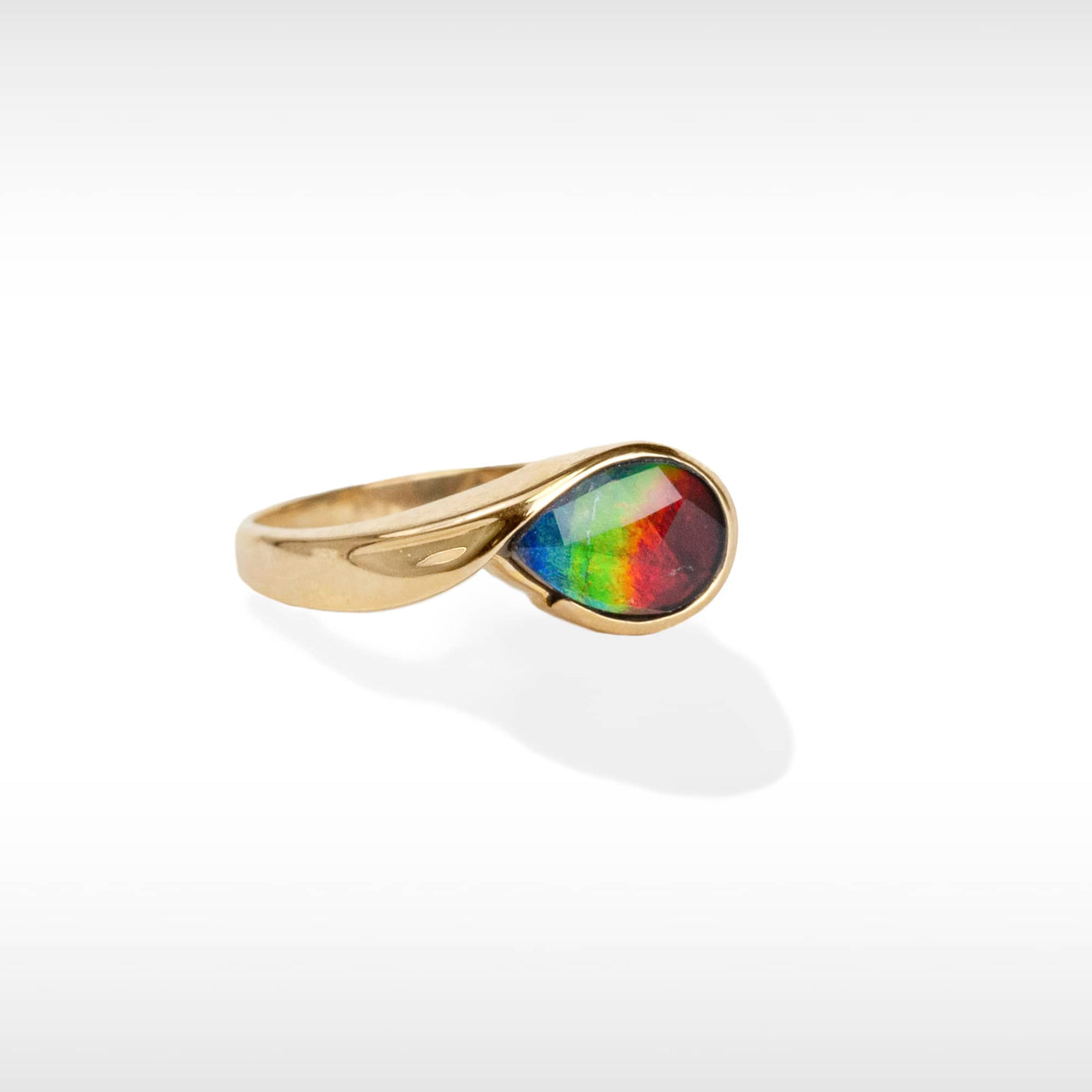 Women's Peggie 14K Gold AA Grade Faceted Ammolite Ring