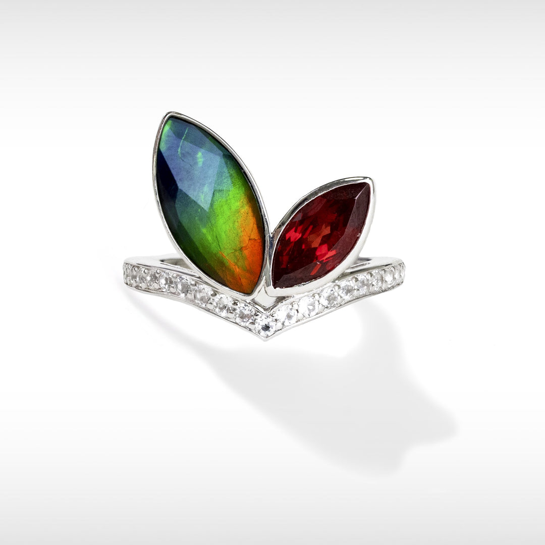 Rabbit Ammolite Ring in Sterling Silver