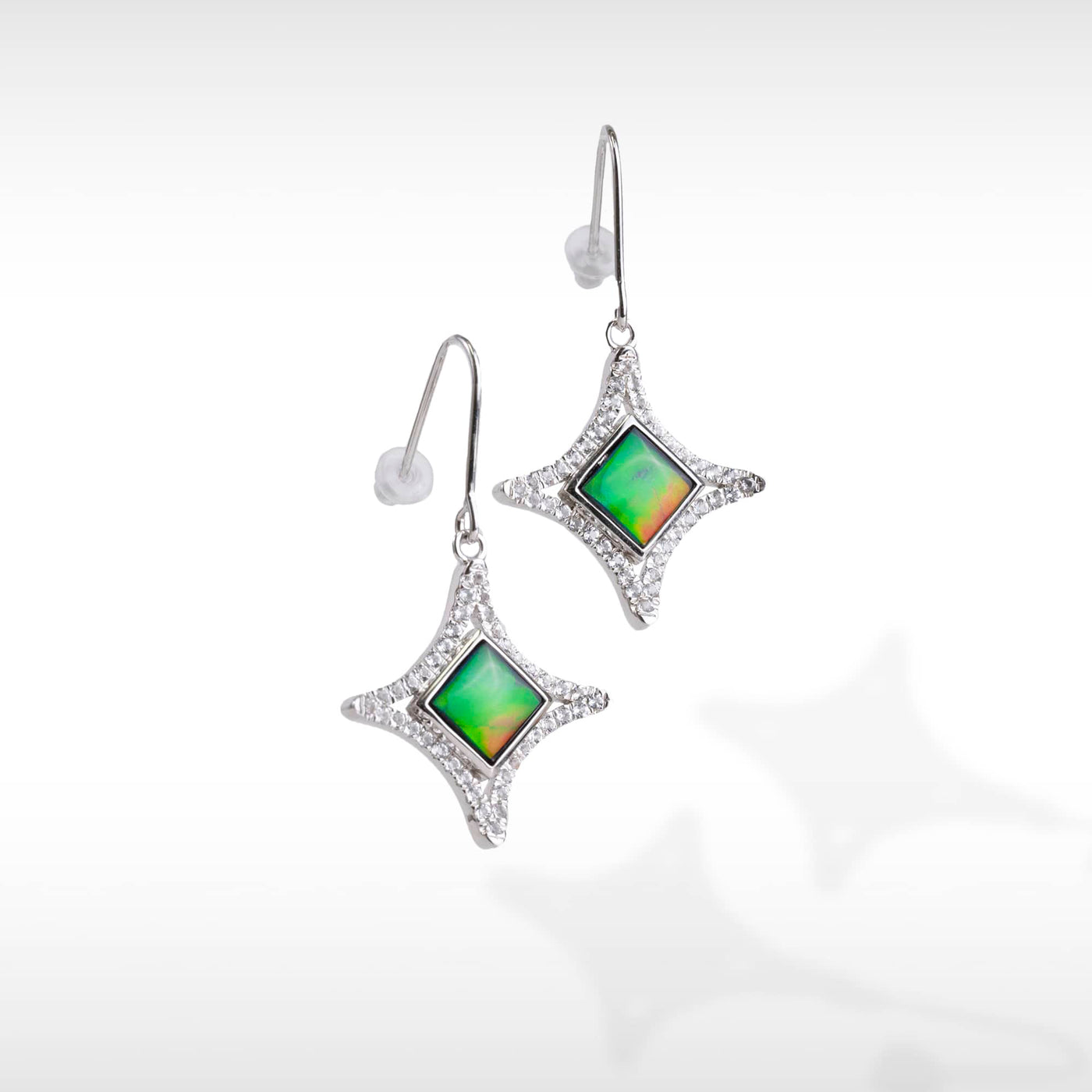 Women's Sterling Silver Ammolite Earrings with White Topaz Accent