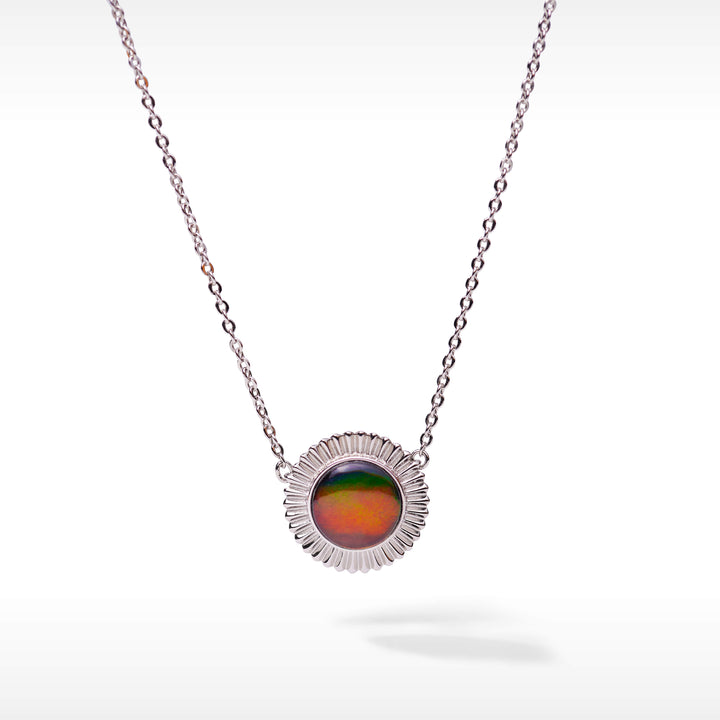 Origins Small Round Ammolite Pendant in Sterling Silver