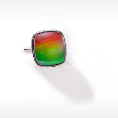 Origins Large Cushion Ammolite Ring in Sterling Silver