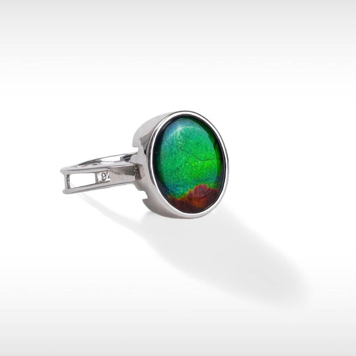 Women's Sterling Silver Ammolite Pendant-Ring